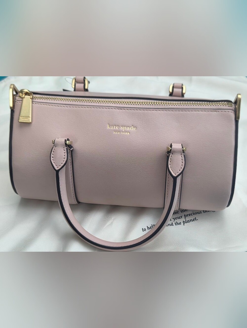 NWT Kate Spade New York Icon Small Leather Barrel Bag in Blush (Pink)
